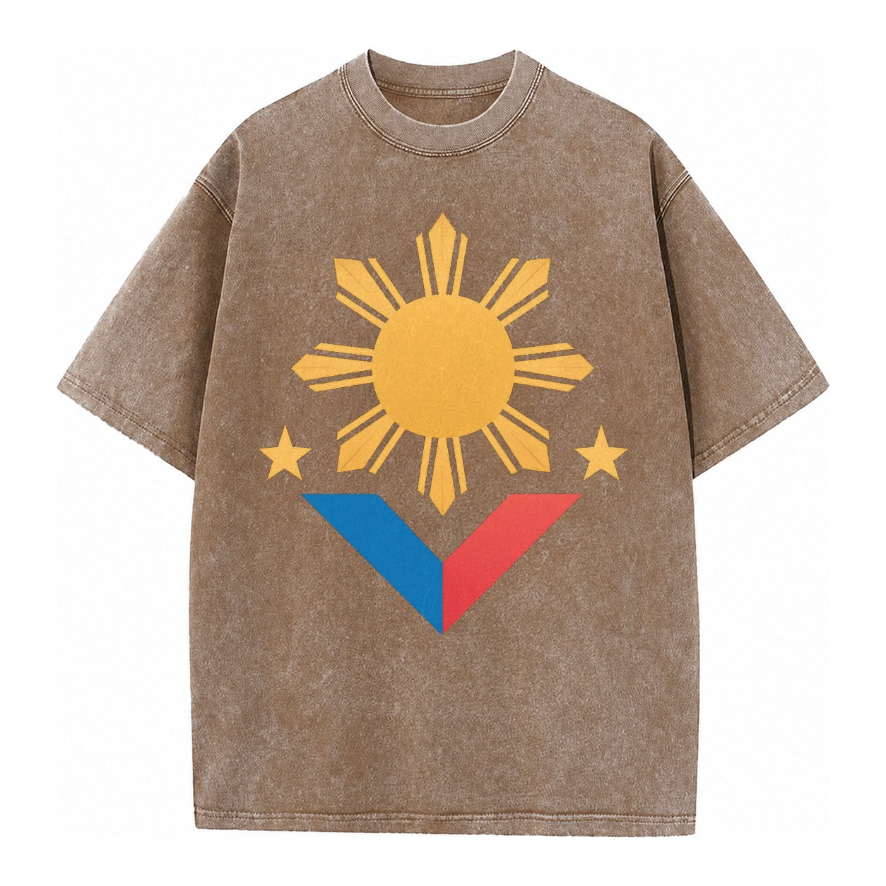 Philippines Flag Sun And Vintage T-shirt – Brown