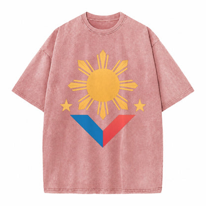 Philippines Flag Sun And Vintage T-shirt – Dusty Rose(Rose)