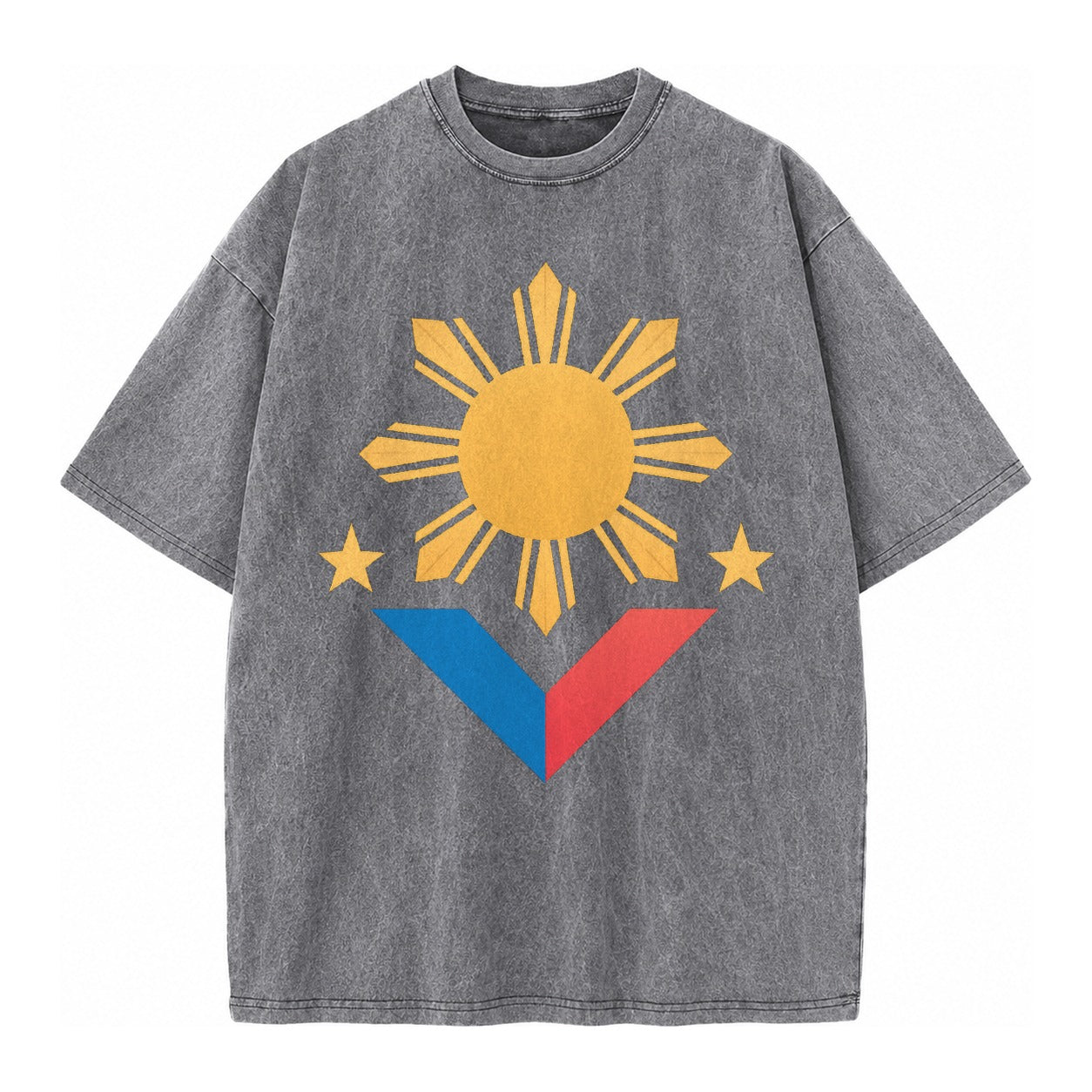 Philippines Flag Sun And Vintage T-shirt – Grey