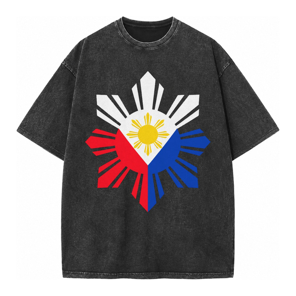 Philippines Iconic Sun And Stars Vintage T-shirt – Black