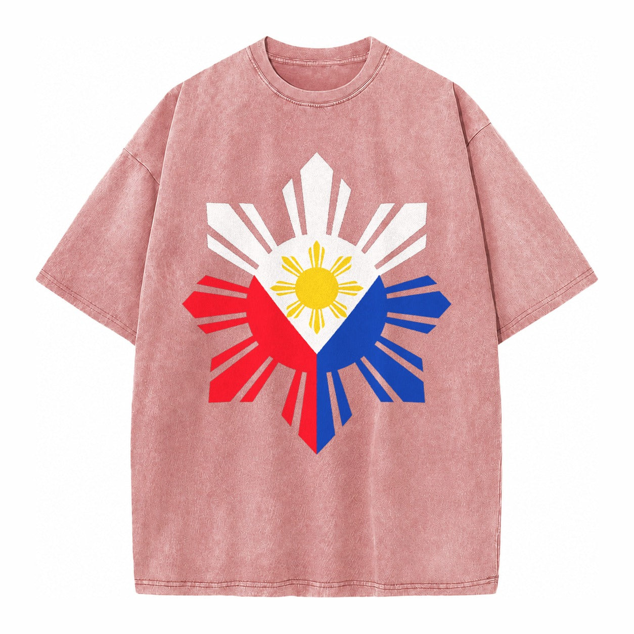 Philippines Iconic Sun And Stars Vintage T-shirt – Dusty Rose(Rose)
