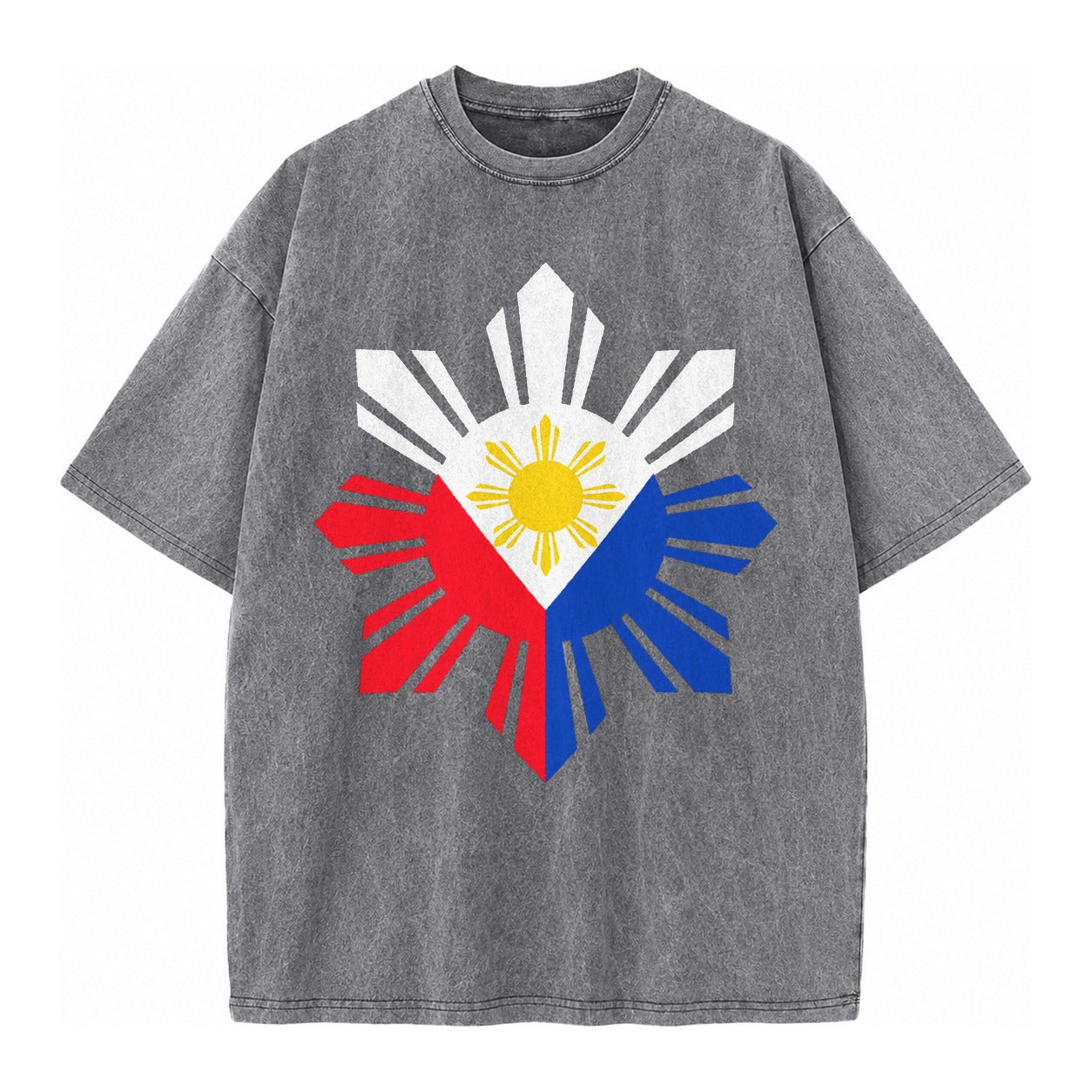 Philippines Iconic Sun And Stars Vintage T-shirt – Grey