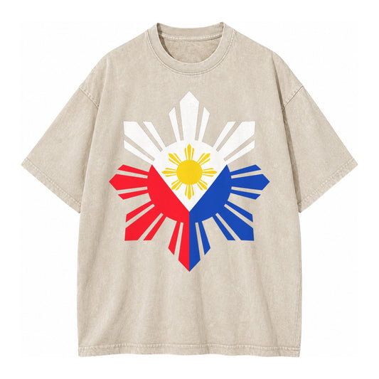 Philippines Iconic Sun And Stars Vintage T-shirt – Off White