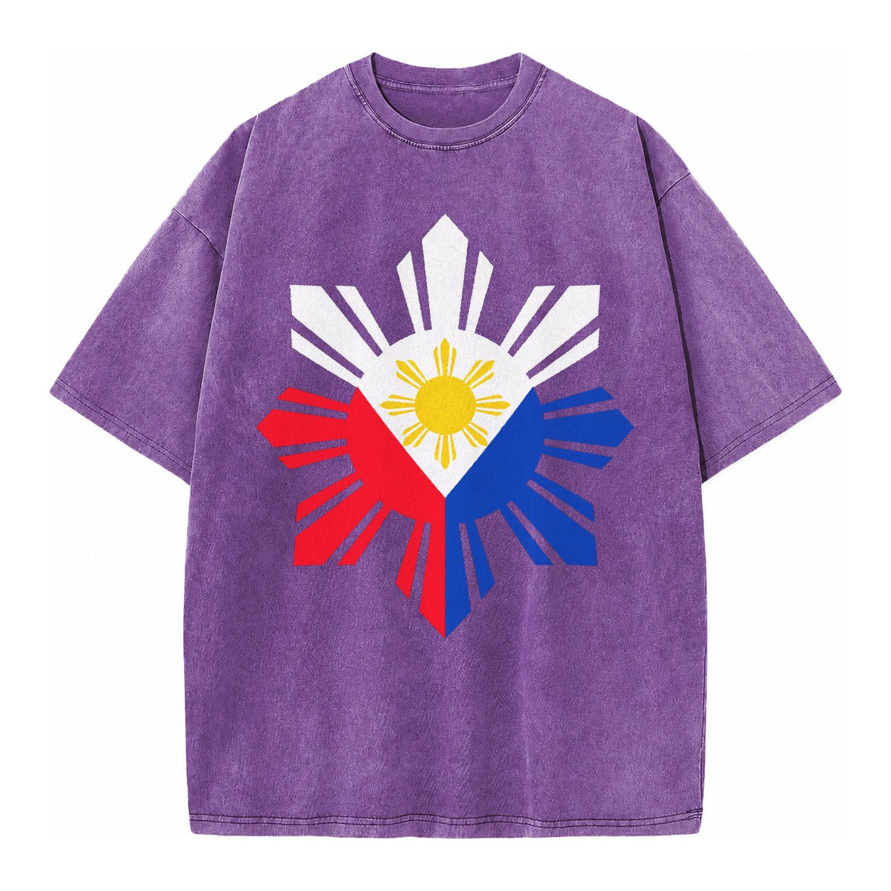 Philippines Iconic Sun And Stars Vintage T-shirt – Purple