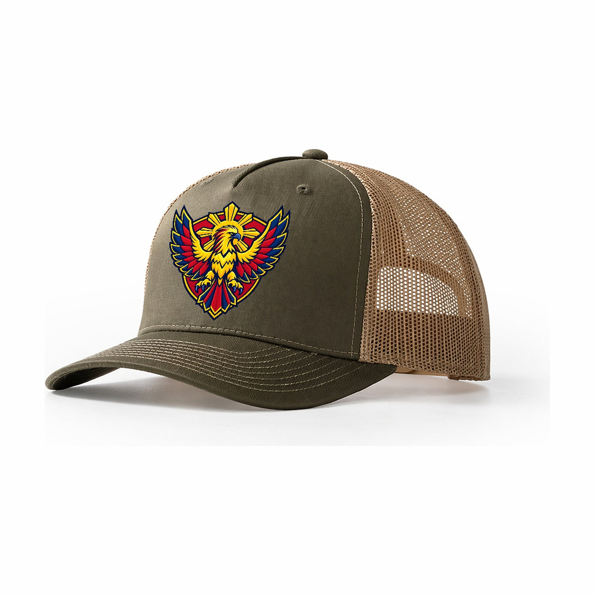 Philippines Minimal Emblem Country Logos Trucker Hat – Olive Khaki