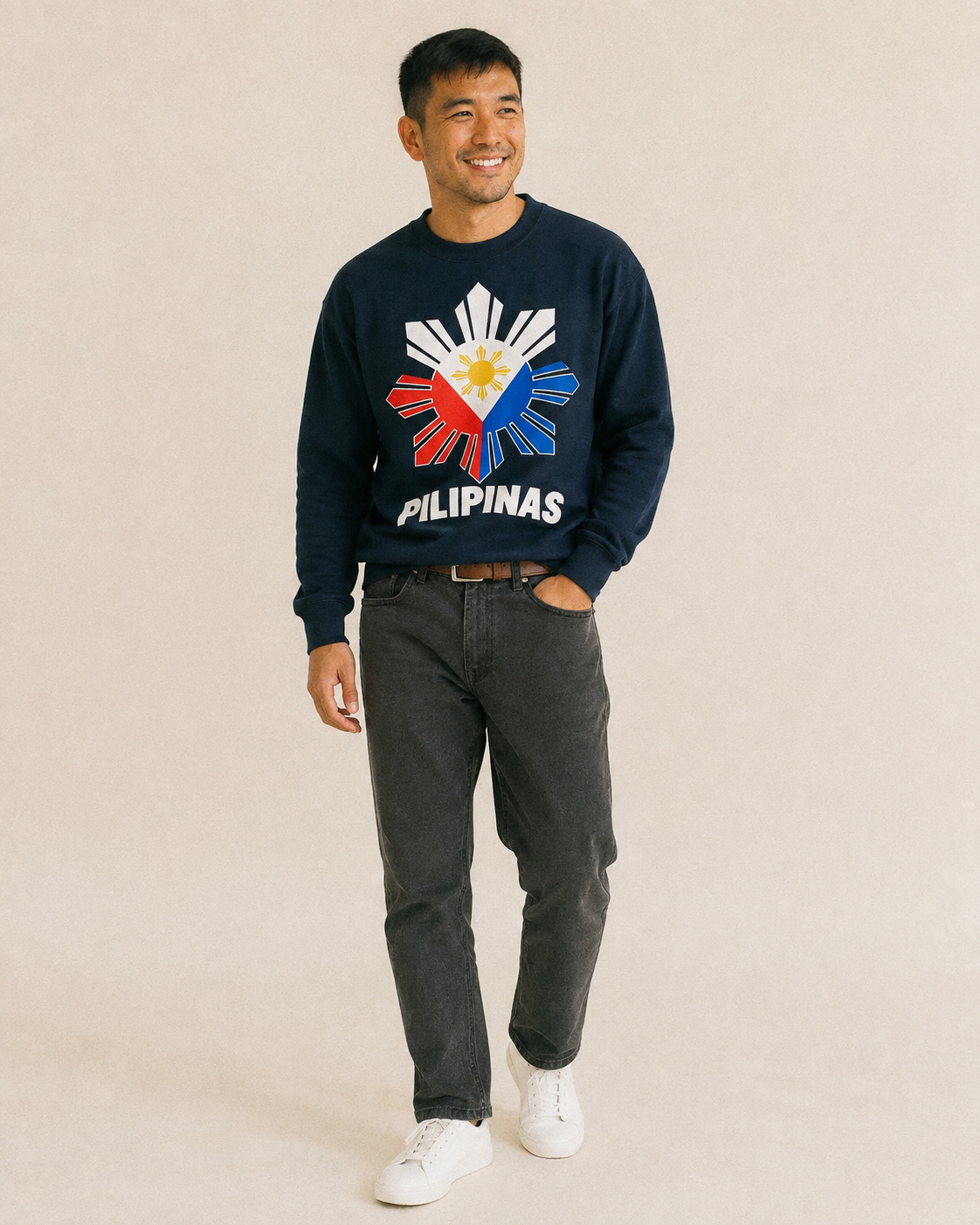 Philippines Sun Stars Fleece Sweatshirt – studio model photo