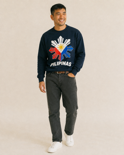 Philippines Sun Stars Fleece Sweatshirt – studio model photo
