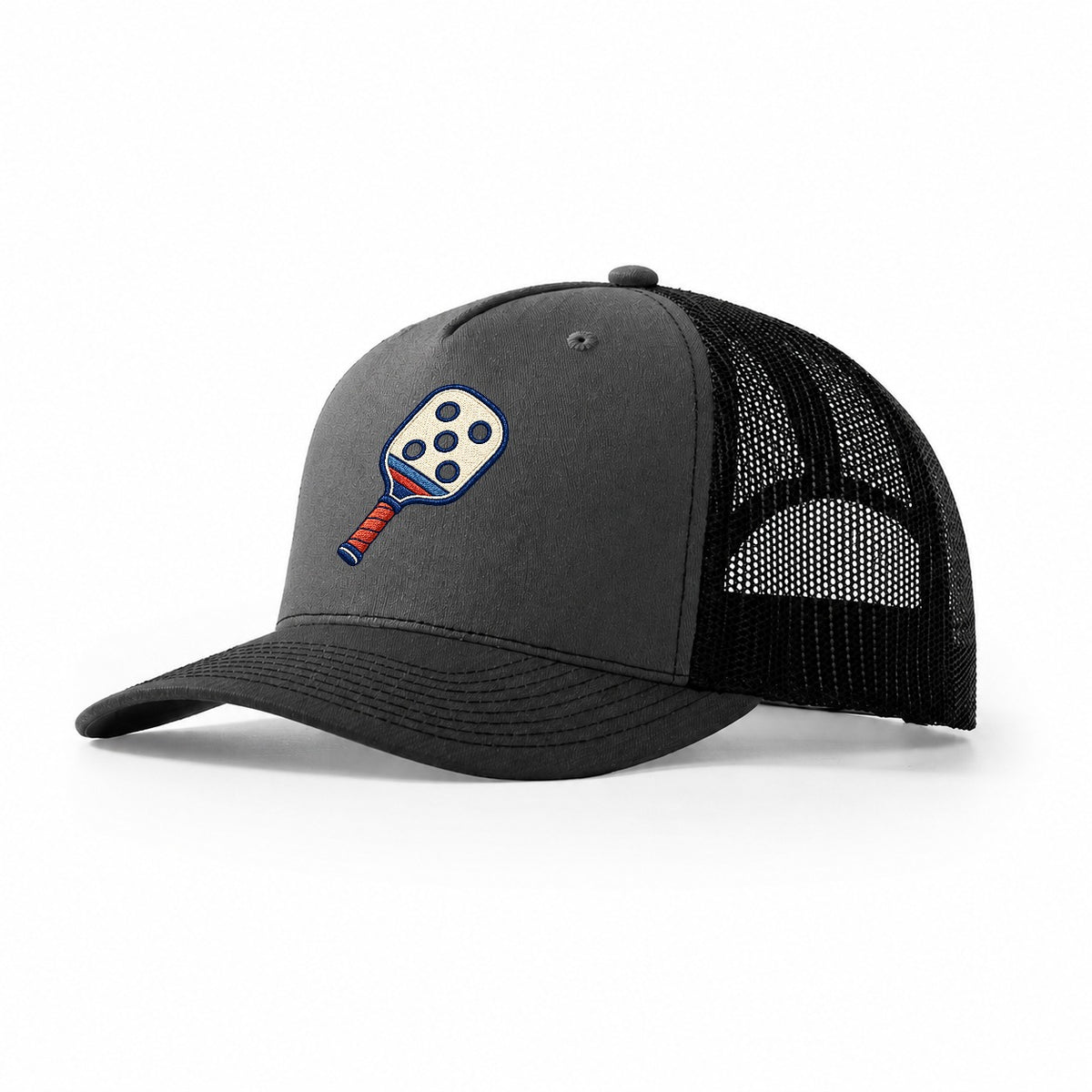 Pickleball Paddle Tiny Solo Marks Trucker Hat – Dark Grey Black