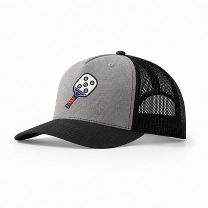 Pickleball Paddle Tiny Solo Marks Trucker Hat – Grey Black