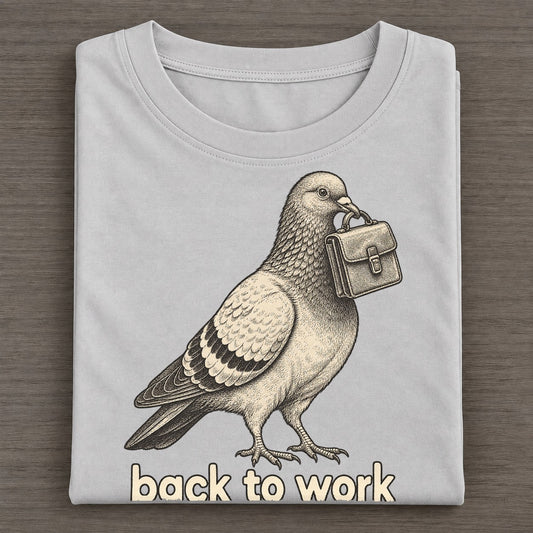 Pigeon Back To Work Unbothered Creatures Classic T-shirt – Grey