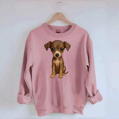 Baby Italian Greyhound Puppy - sleek tiny body, long legs, gentle eyes, - Crewneck Sweatshirt - pink