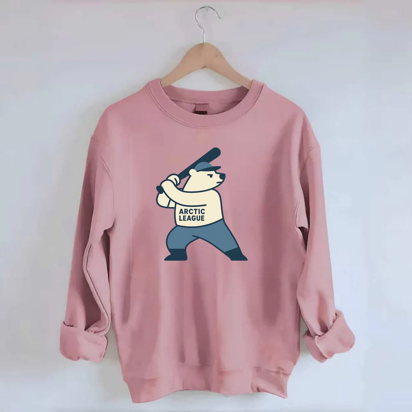 Polar Bear Baseball MVP - Crewneck Sweatshirt - pink