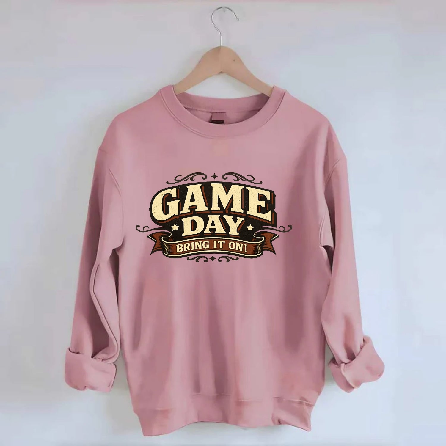 Bold typography design - "GAME DAY" - competition ready, bring it on - Crewneck Sweatshirt - pink