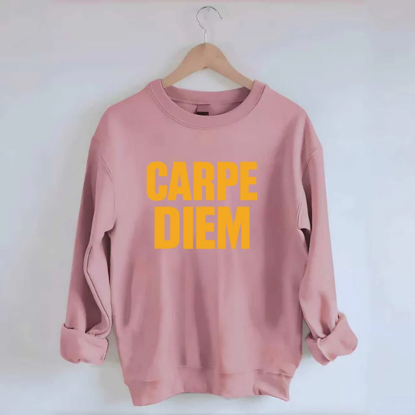Bold typography design - "CARPE DIEM" - seize the day - Crewneck Sweatshirt - pink