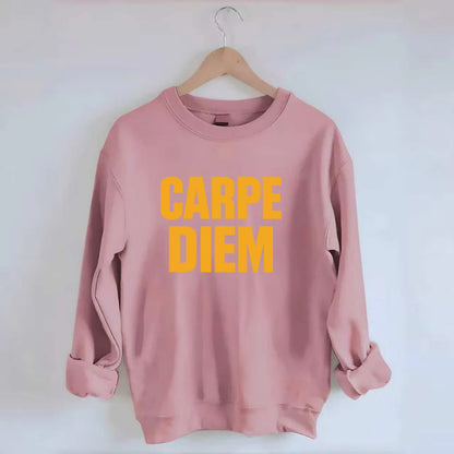 Bold typography design - "CARPE DIEM" - seize the day - Crewneck Sweatshirt - pink