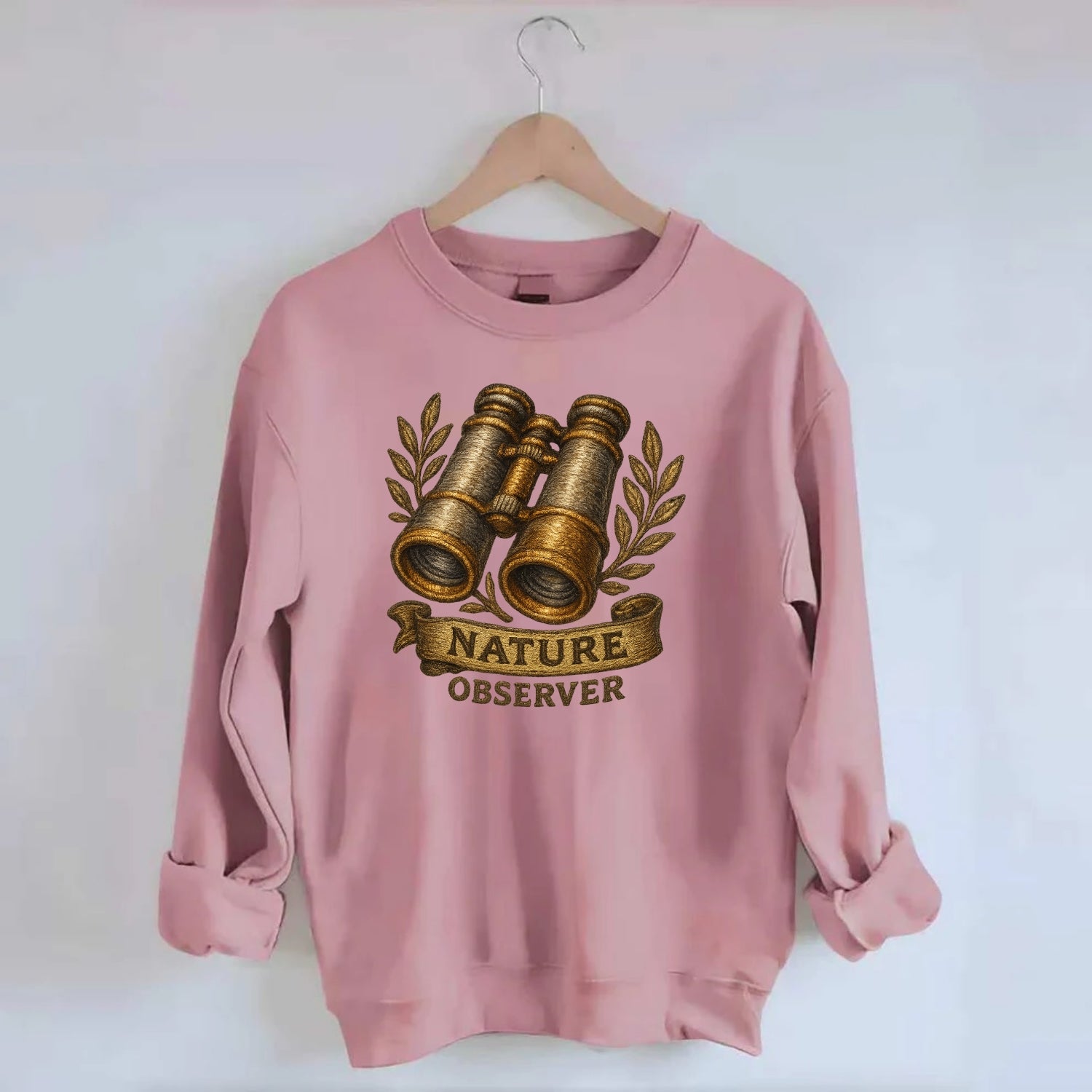 Binoculars for birdwatching - nature observer - Crewneck Sweatshirt - pink