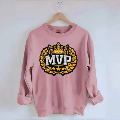 MVP CROWN - crown with laurels in gold , most valuable - Crewneck Sweatshirt - pink