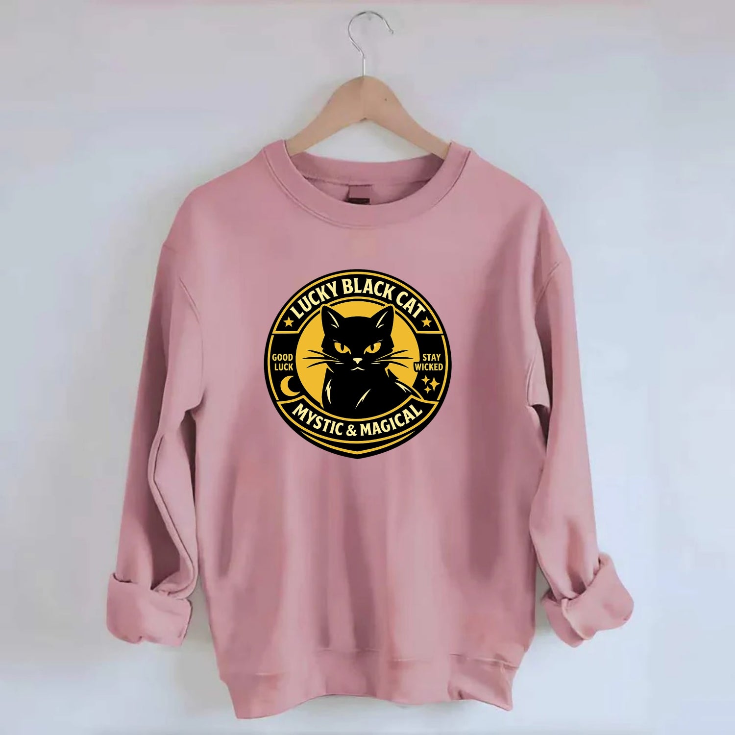 Mystic Feline Emblem - Crewneck Sweatshirt - pink