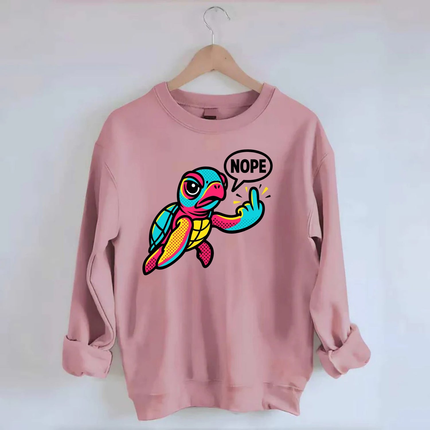 baby sea turtle swimming gracefully, one flipper extended sassily - Crewneck Sweatshirt - pink