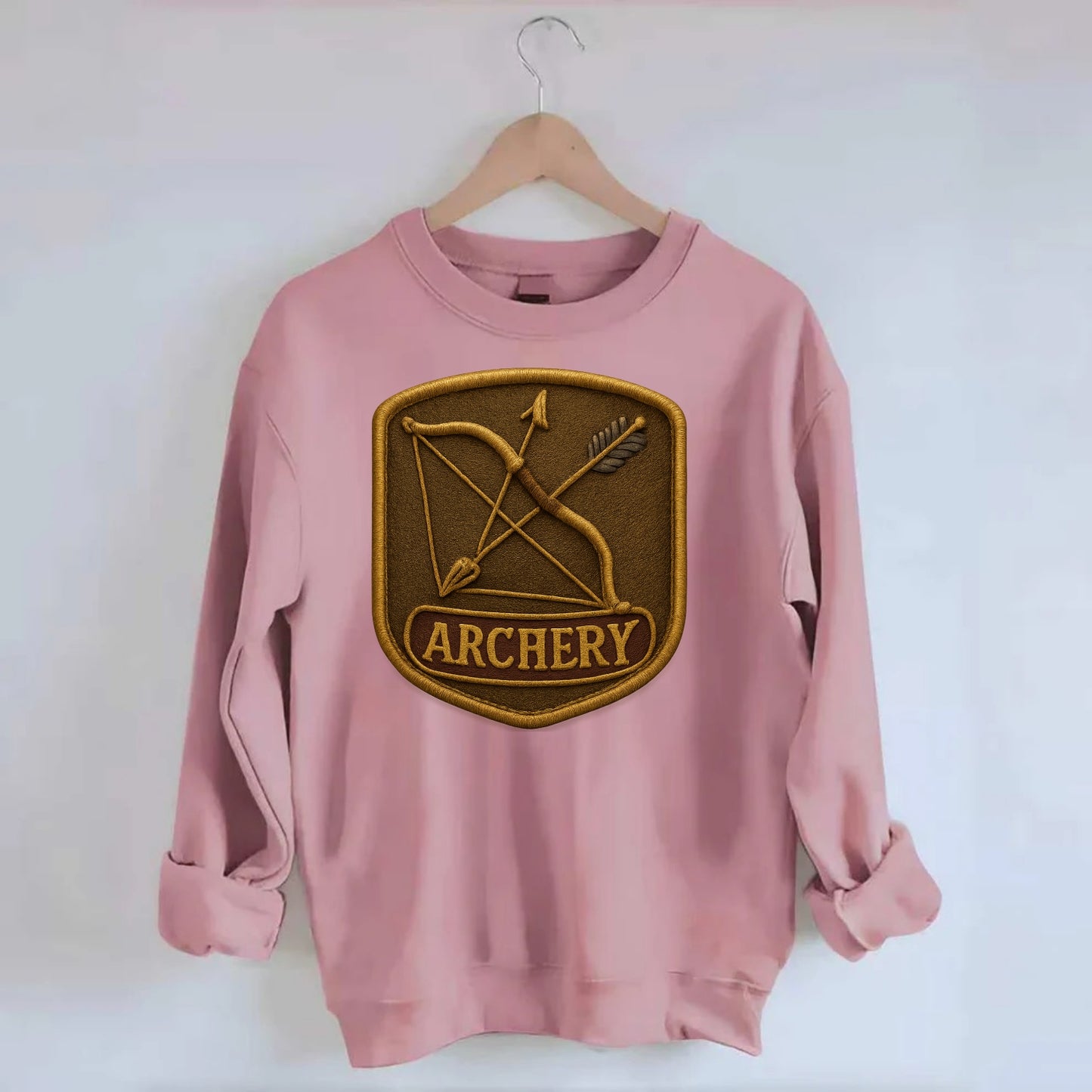 Bow and arrow crossed - archery enthusiast - Crewneck Sweatshirt - pink