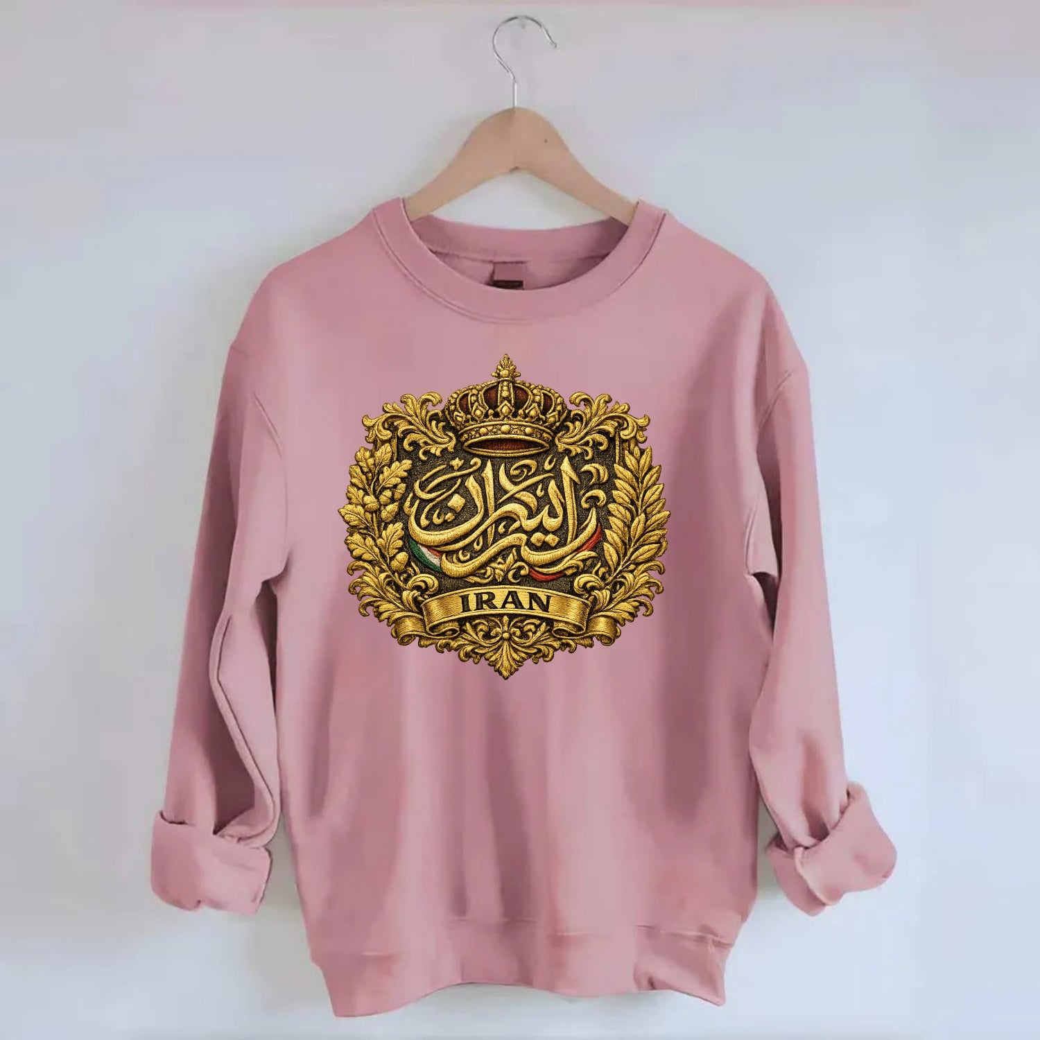 Iran Persian Calligraphy Crest - Crewneck Sweatshirt - pink