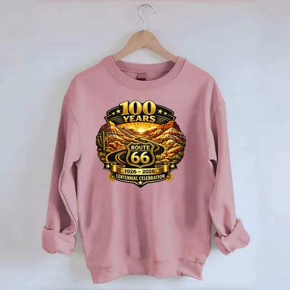 PAINTED DESERT | Colorful desert landscape | Route 66 winding through | - Crewneck Sweatshirt - pink