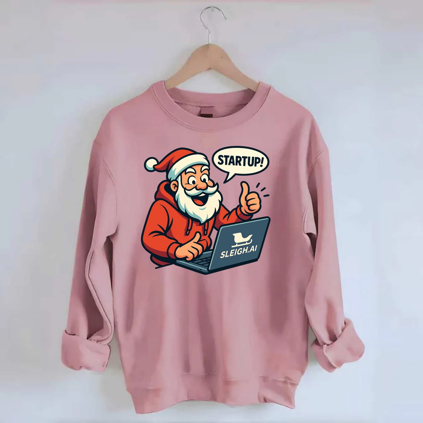 Santa Tech Startup CEO - Crewneck Sweatshirt - pink