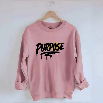 Bold typography design - "PURPOSE" - reason for being - Crewneck Sweatshirt - pink