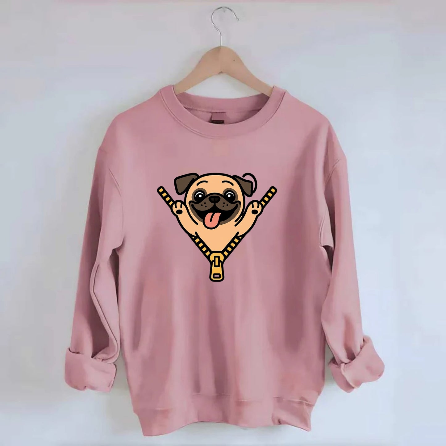 Pug - Crewneck Sweatshirt - pink