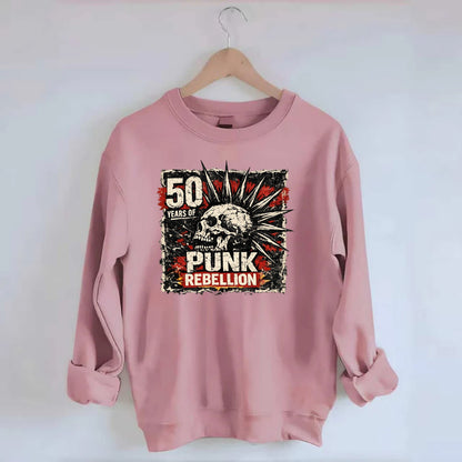 MOHAWK RISING | Spiked hair silhouette | Liberty spikes | Punk identity | - Crewneck Sweatshirt - pink