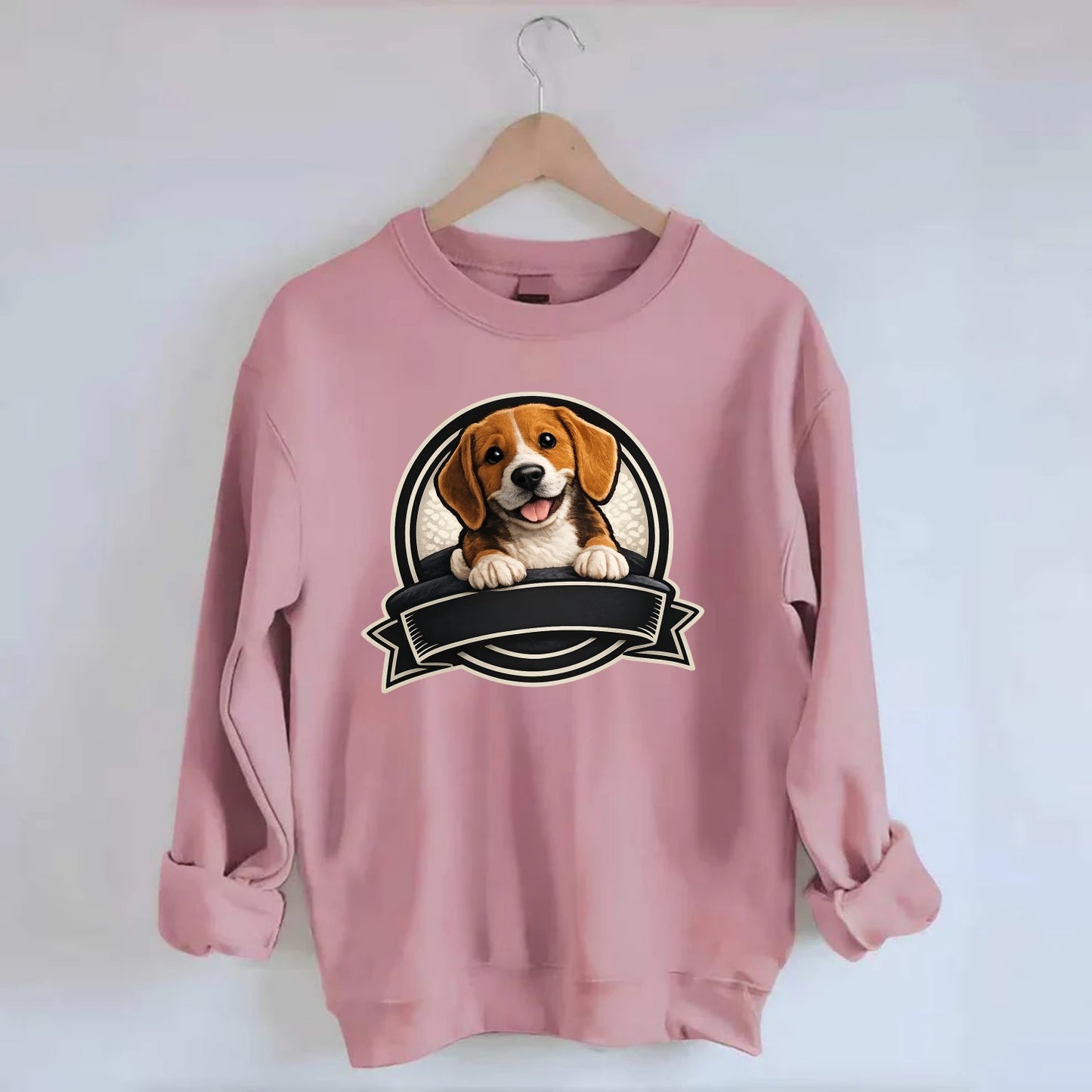Paws Up Beagle - Crewneck Sweatshirt - pink