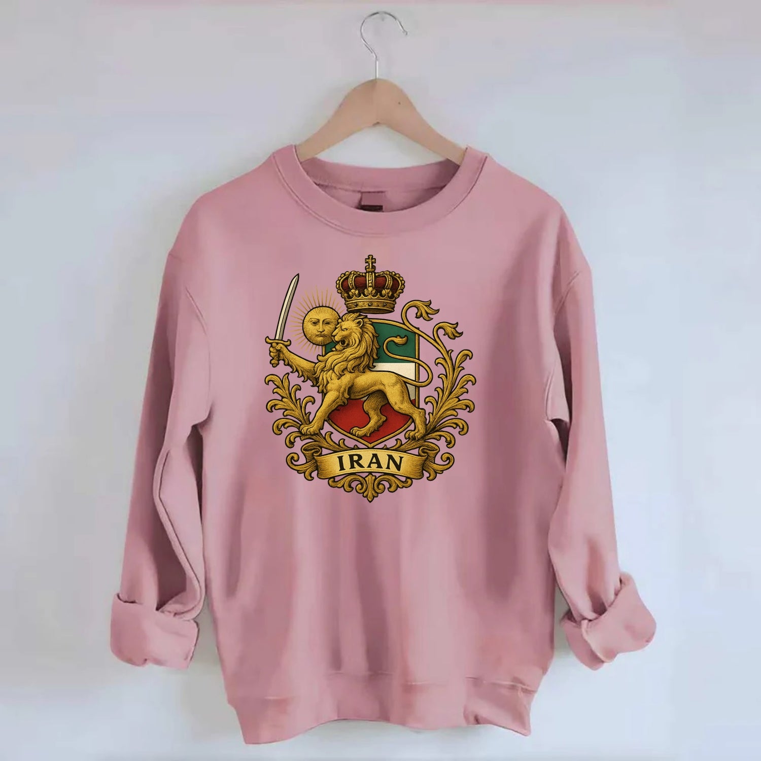 Royal Iran Coat Of Arms - Crewneck Sweatshirt - pink