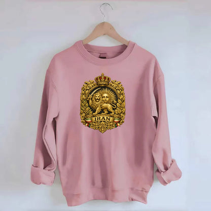 Iran Lion Sun Badge - Crewneck Sweatshirt - pink