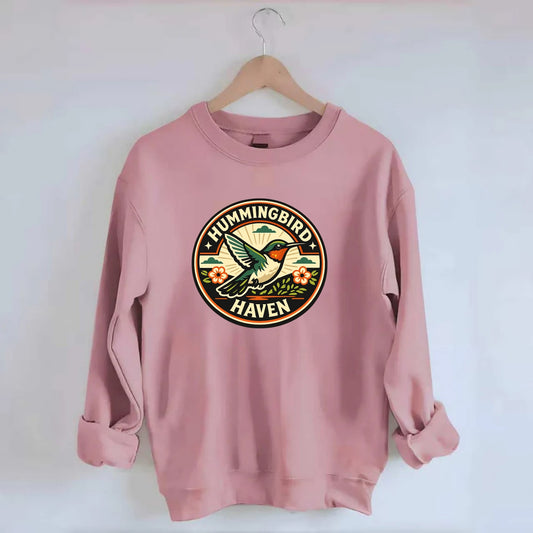Hummingbird Sanctuary Emblem - Crewneck Sweatshirt - pink
