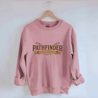 Bold typography design - "PATHFINDER" - finding the way, leading others - Crewneck Sweatshirt - pink