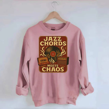 Jazz chords with hyperpop energy - "Jazz Meets Chaos" - unexpected fusion - Crewneck Sweatshirt - pink