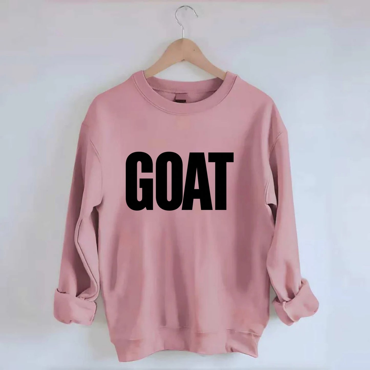 Bold typography design - "GOAT" - greatest of all time - Crewneck Sweatshirt - pink
