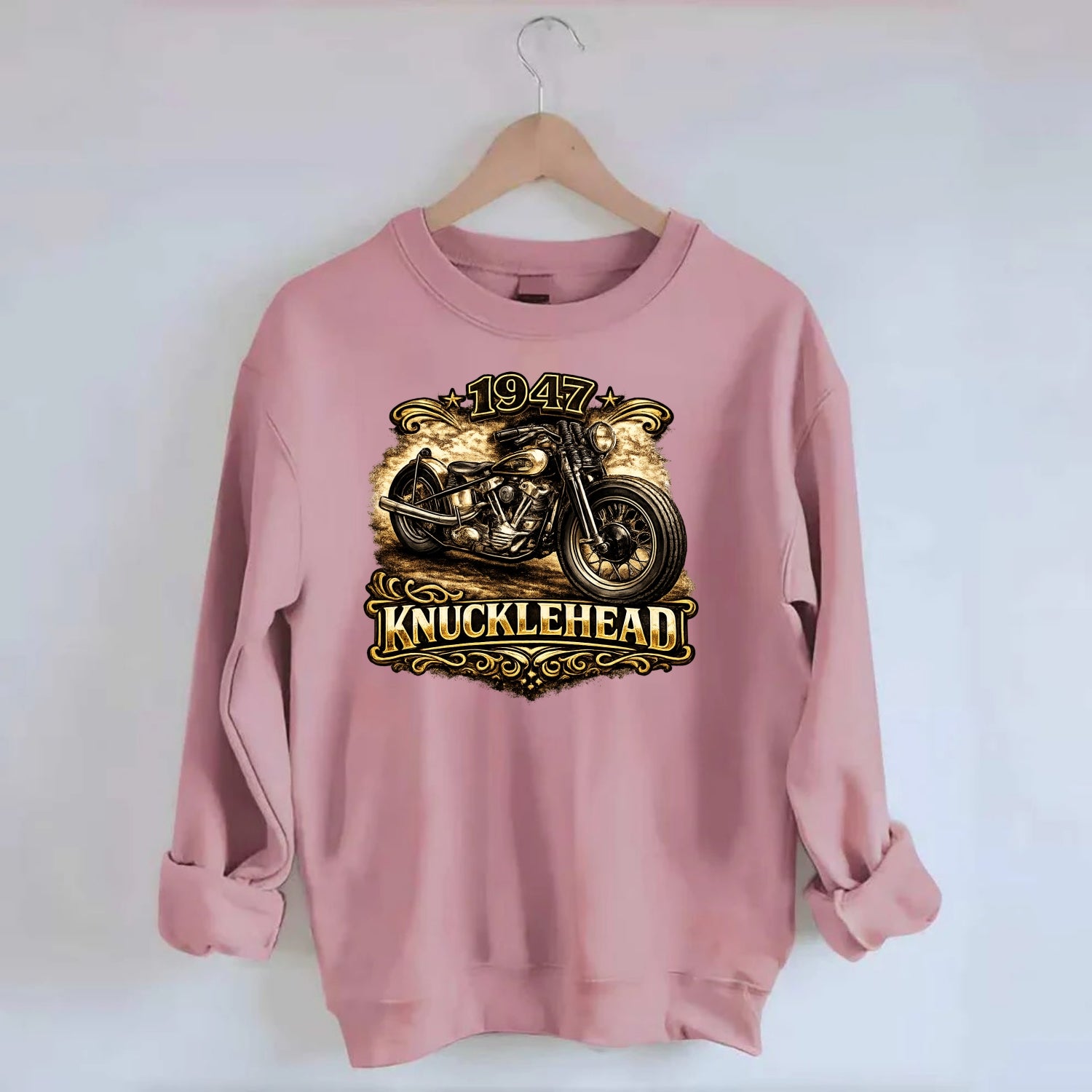1947 Knucklehead Bobber - Crewneck Sweatshirt - pink