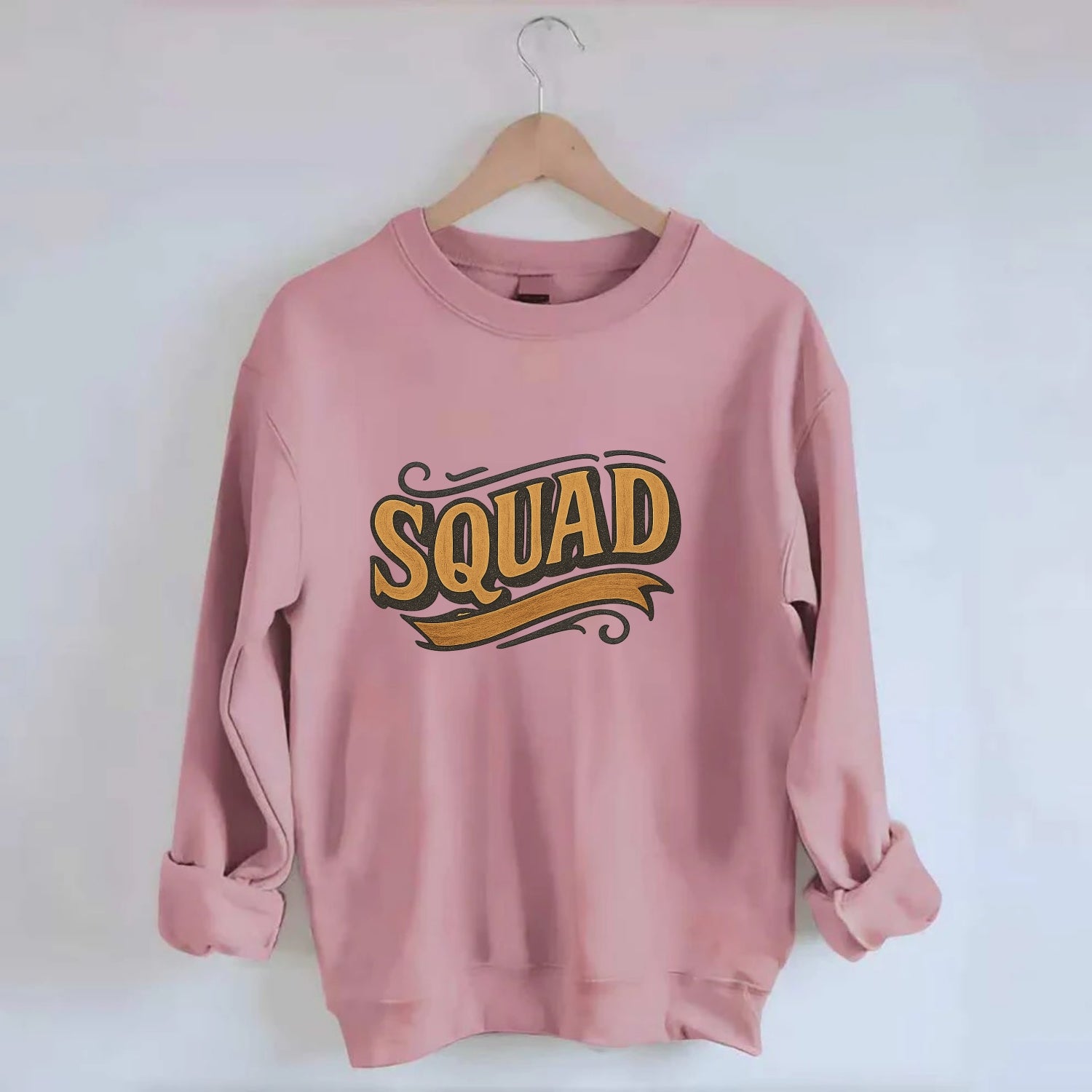 Bold typography design - "SQUAD" - your crew, your people - Crewneck Sweatshirt - pink