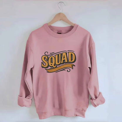 Bold typography design - "SQUAD" - your crew, your people - Crewneck Sweatshirt - pink