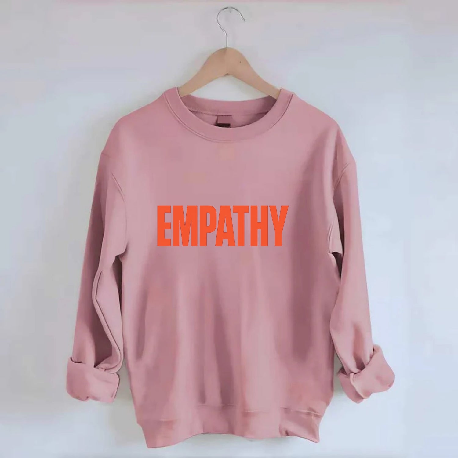 Bold typography design - "EMPATHY" - understanding others, emotional - Crewneck Sweatshirt - pink