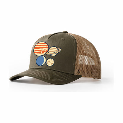 Planet Size Order Astronomy And Stargazing Trucker Hat – Olive Khaki