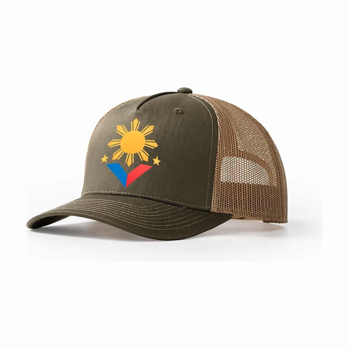 Philippines Sun Emblem Trucker Hat – Olive Khaki