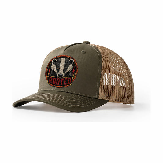 Badger Rooted Badge Trucker Hat – Olive Khaki