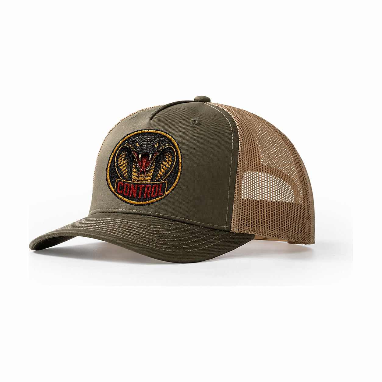 Cobra Control Badge Trucker Hat – Olive Khaki