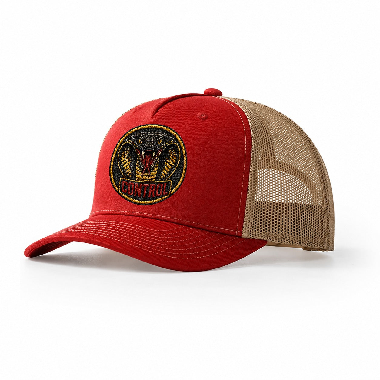 Cobra Control Badge Trucker Hat – Red Khaki