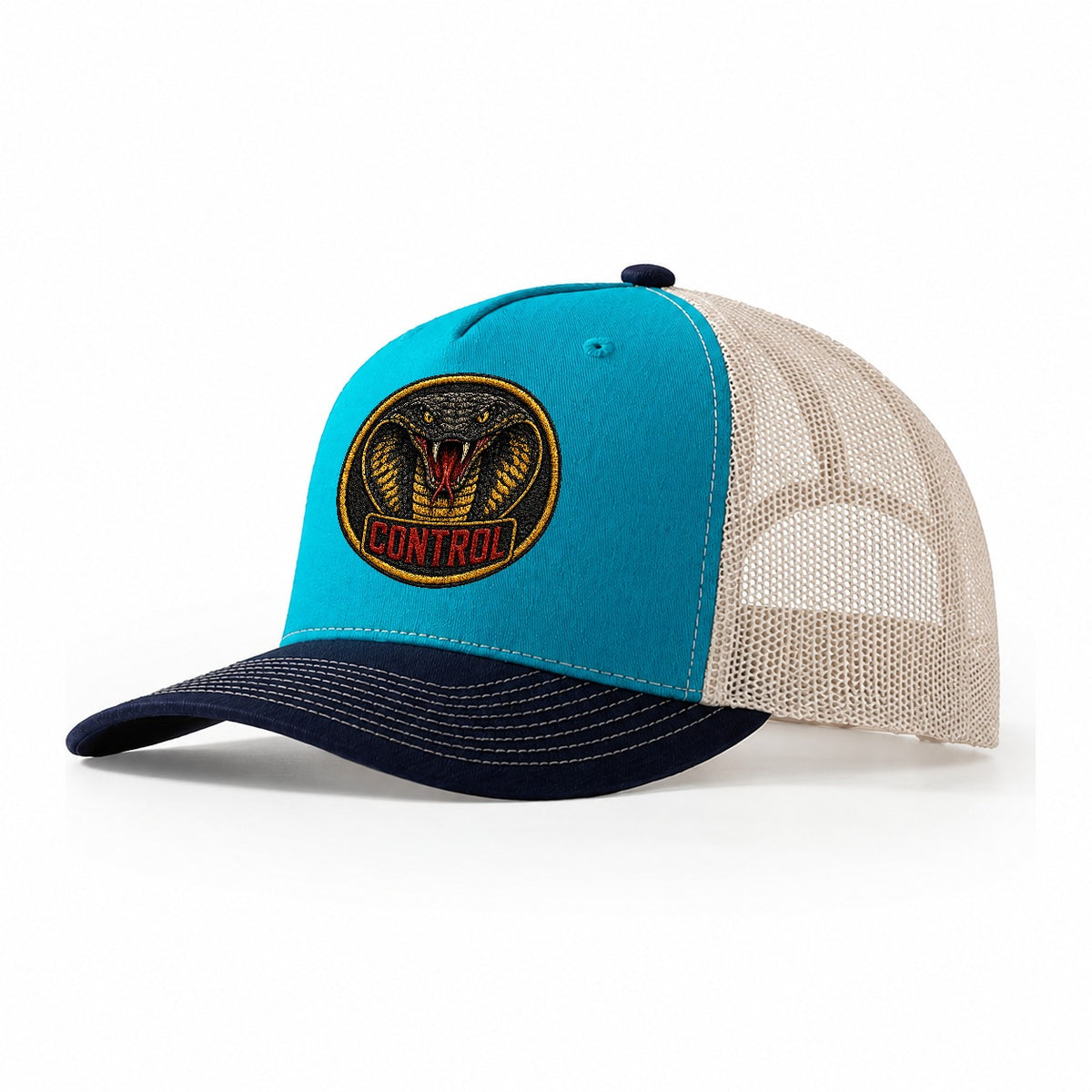 Cobra Control Badge Trucker Hat – Teal Navy