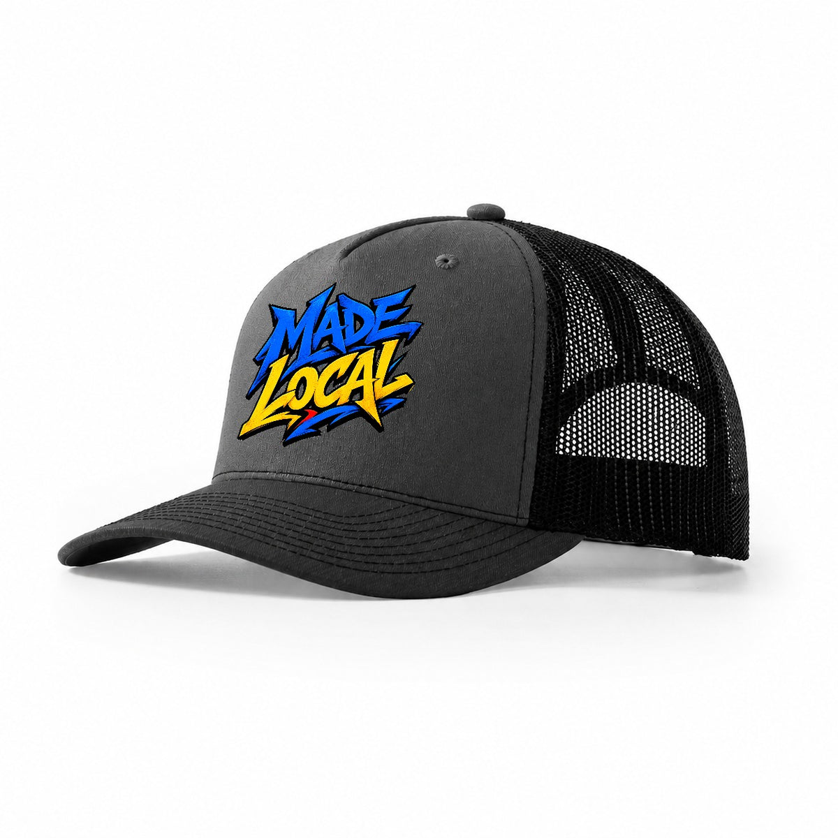 Made Local Tee Graphic Trucker Hat – Dark Grey Black