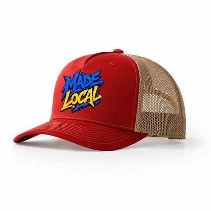 Made Local Tee Graphic Trucker Hat – Red Khaki