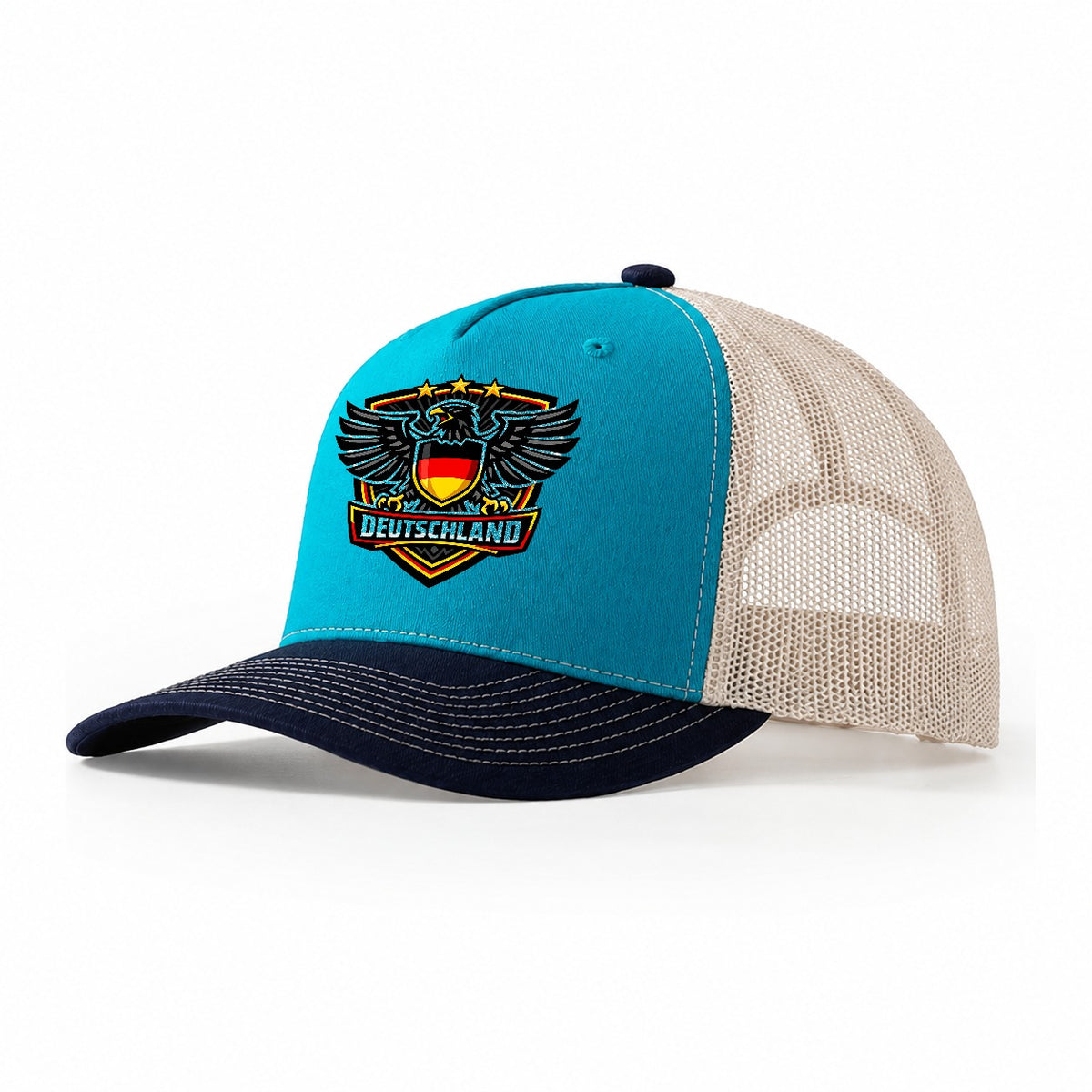 Deutschland Eagle Crest Trucker Hat – Teal Navy